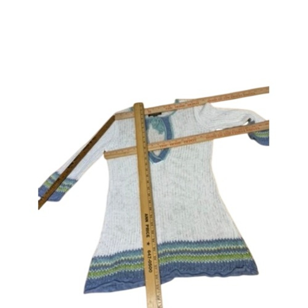 "Tommy Bahama" Womens Linen Cotton Open Knit Tunic Sweater White Blue M Beachy - Picture 6 of 9